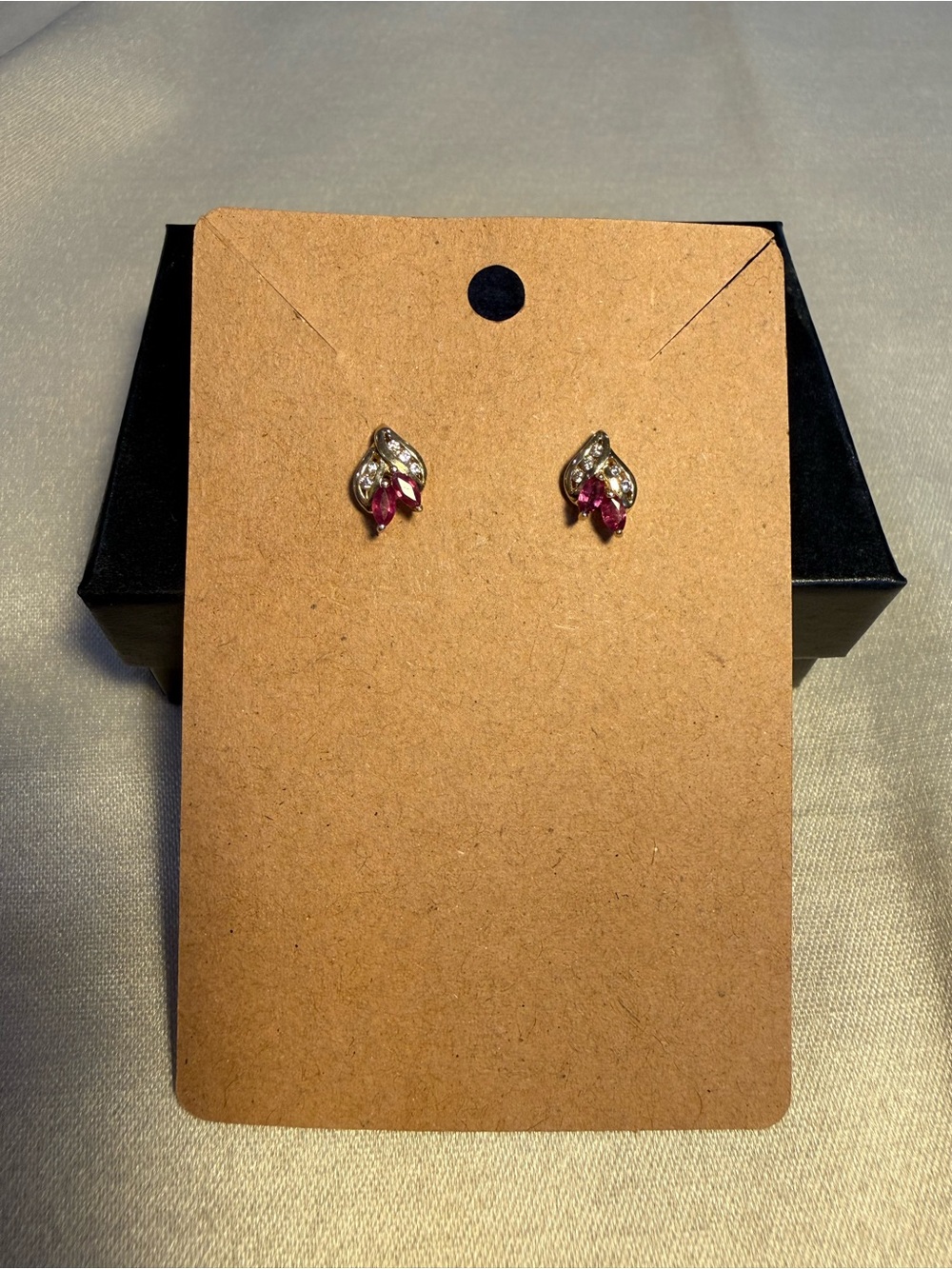 14K Pink Sapphire Earrings w/ Diamond Clusters
